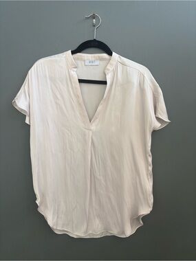 Ivory Reset V-Neck Short Sleeve Silky Blouse